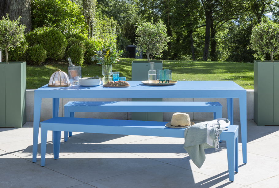 Table et banc de repas pour jardin, collection Zef