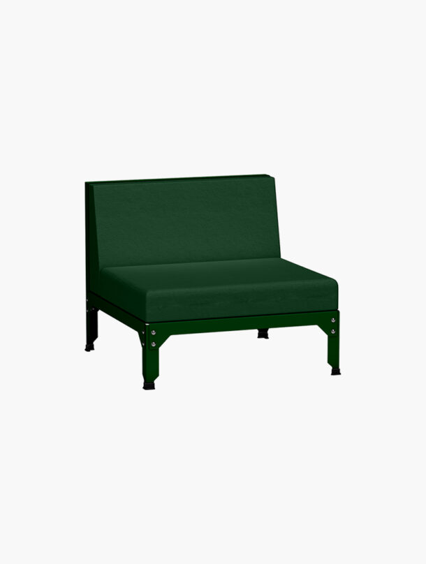 Matière Grise Luc Jozancy Hegoa fauteuil module simple 80x80xh70 metal tissu entretien facile vert fonce outdoor salon jardin banquette 1 place modulable